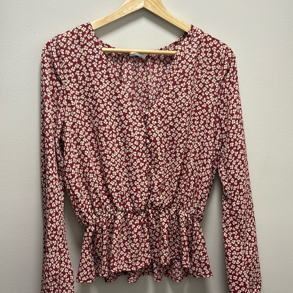 Pink Floral button up blouse